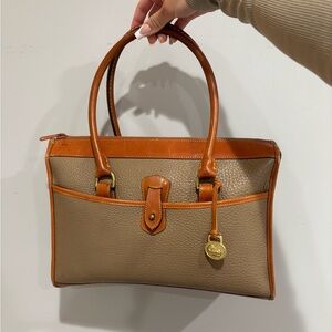 Elegant Tan and Brown Leather Handbag
